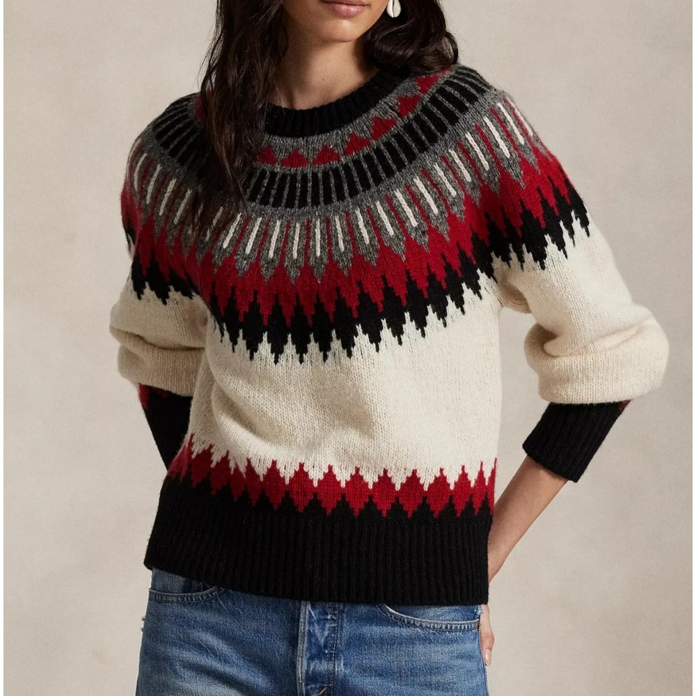 Polo Ralph Lauren Womens Fair Isle Wool Blend Sweater XL Wool Cashmere Blend